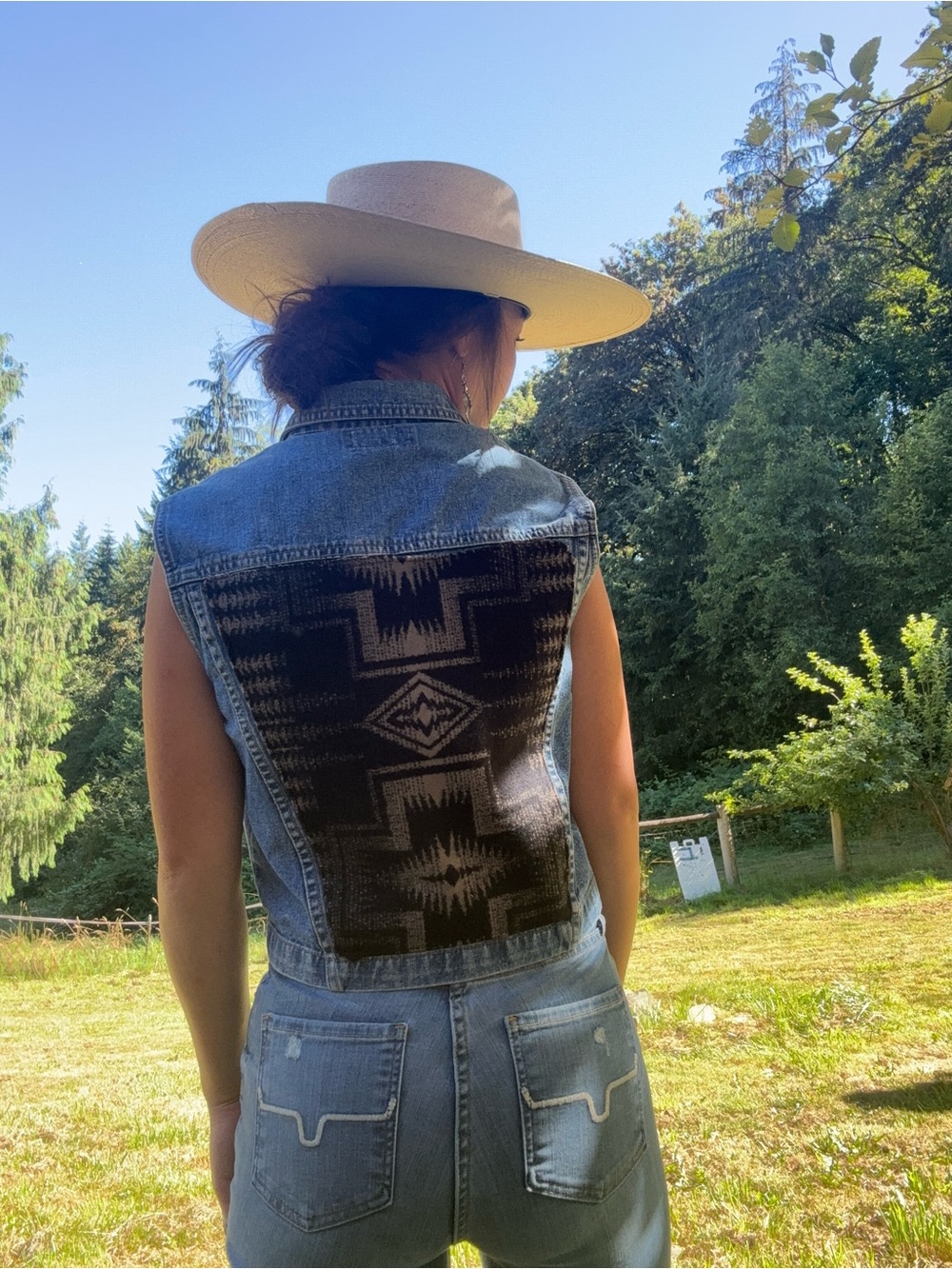 Denim Jacket with a Pendleton wool patch